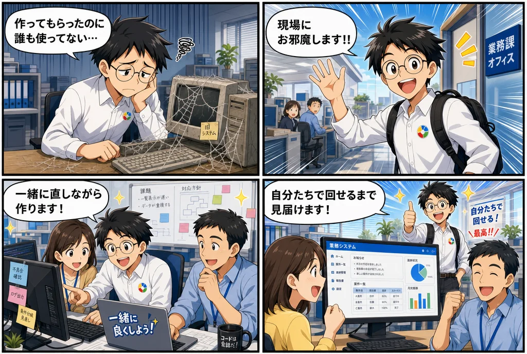 漫画でわかるFDE伴走開発：4コマでサービス内容を紹介