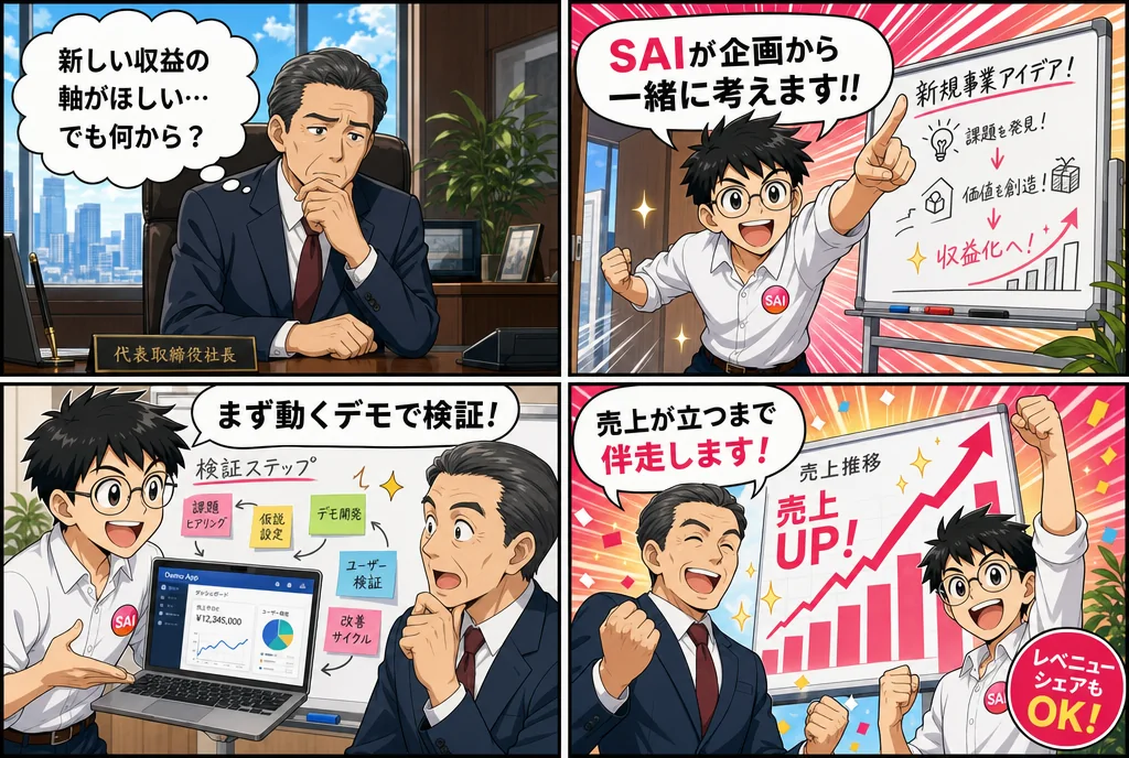 漫画でわかる新規事業開発（GTM支援）：4コマでサービス内容を紹介